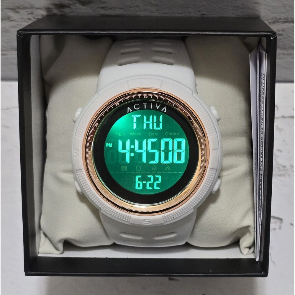 Activa X Invicta Men’s 50mm Digital Sport Watch White ACW1915-013 Brand New